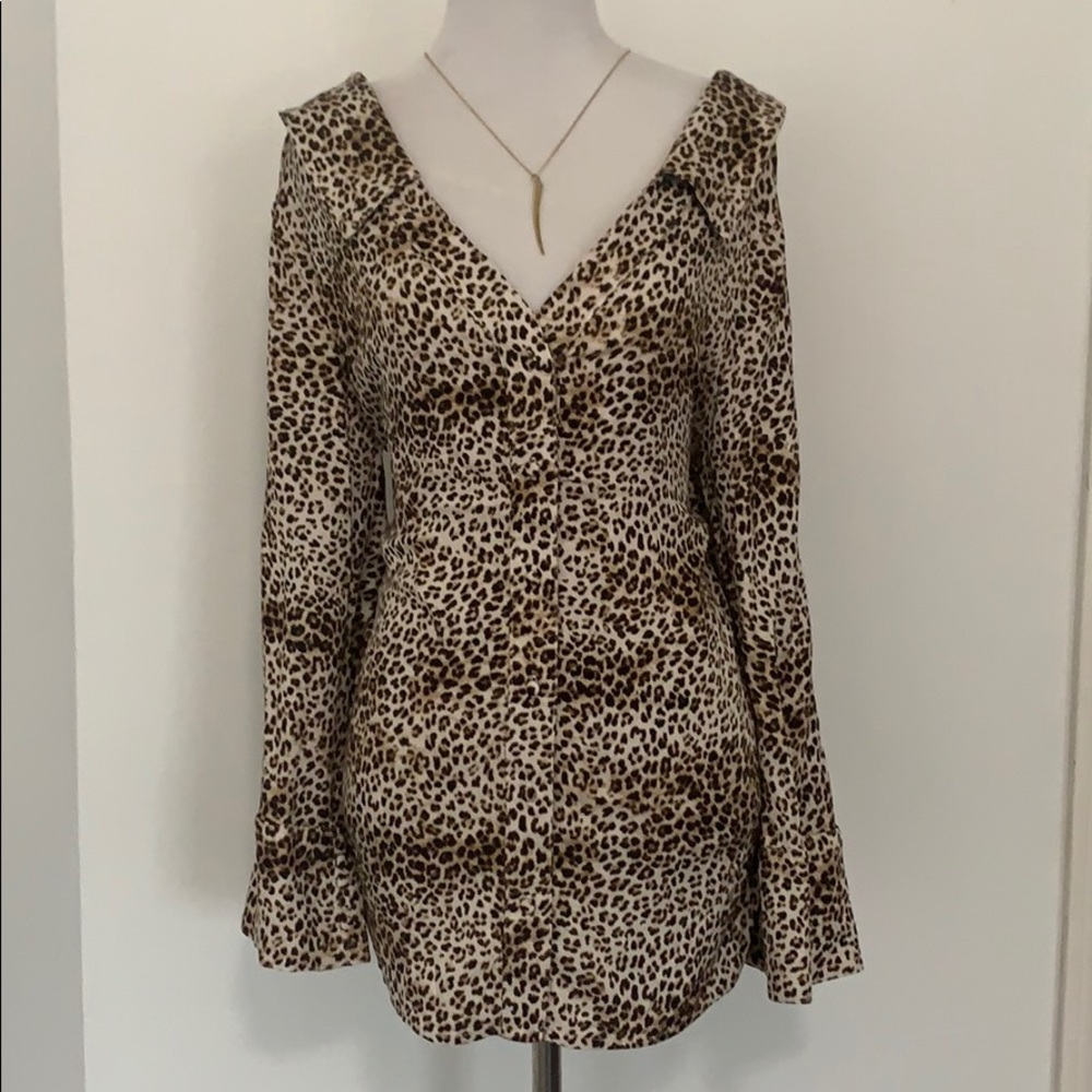 Cheetah print button down blouse
